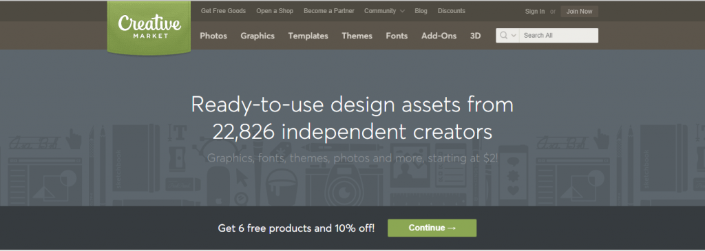 Creative Market Homepage Image