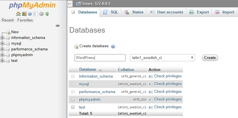 Creating Database